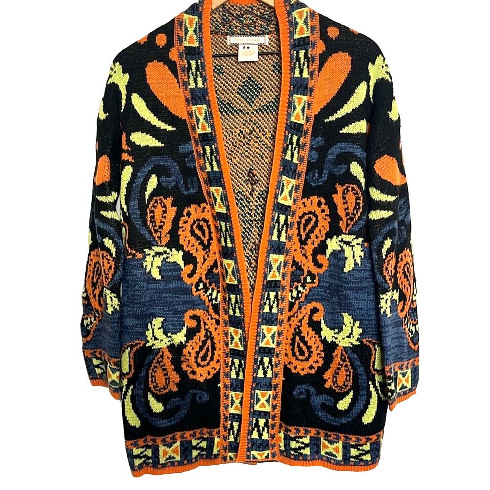 Flying Tomato Cardigan Sweater Womens Medium Aztec Open Front Long Sleeve Hippie